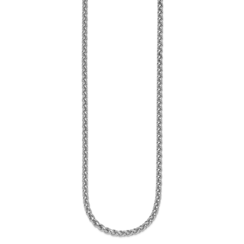 Sterling Silver Rhodium-plated 3.0mm Wheat 18-inch Chain Necklace