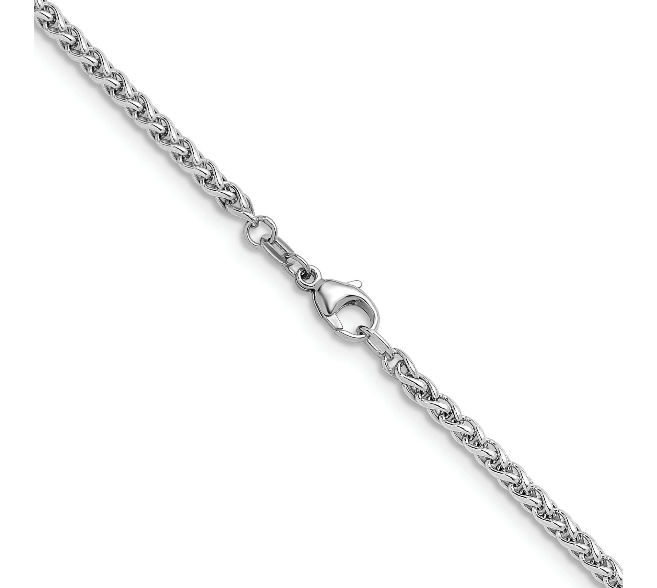 Sterling Silver Rhodium-plated 3.0mm Wheat 18-inch Chain Necklace