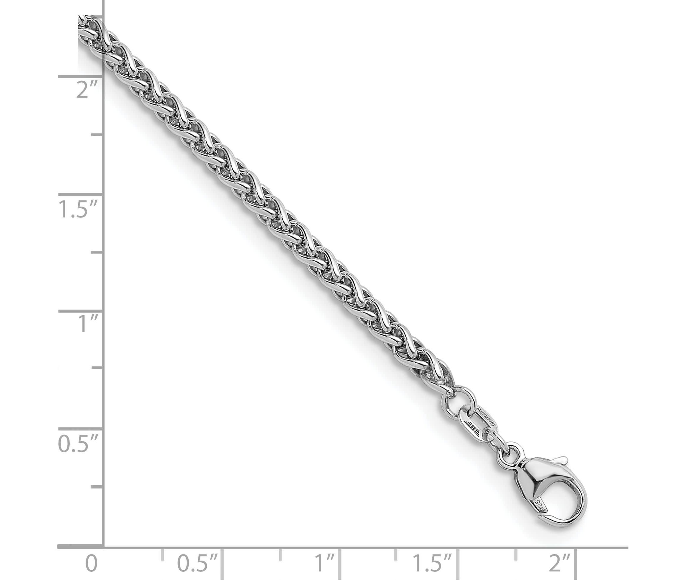 Sterling Silver Rhodium-plated 3.0mm Wheat 18-inch Chain Necklace