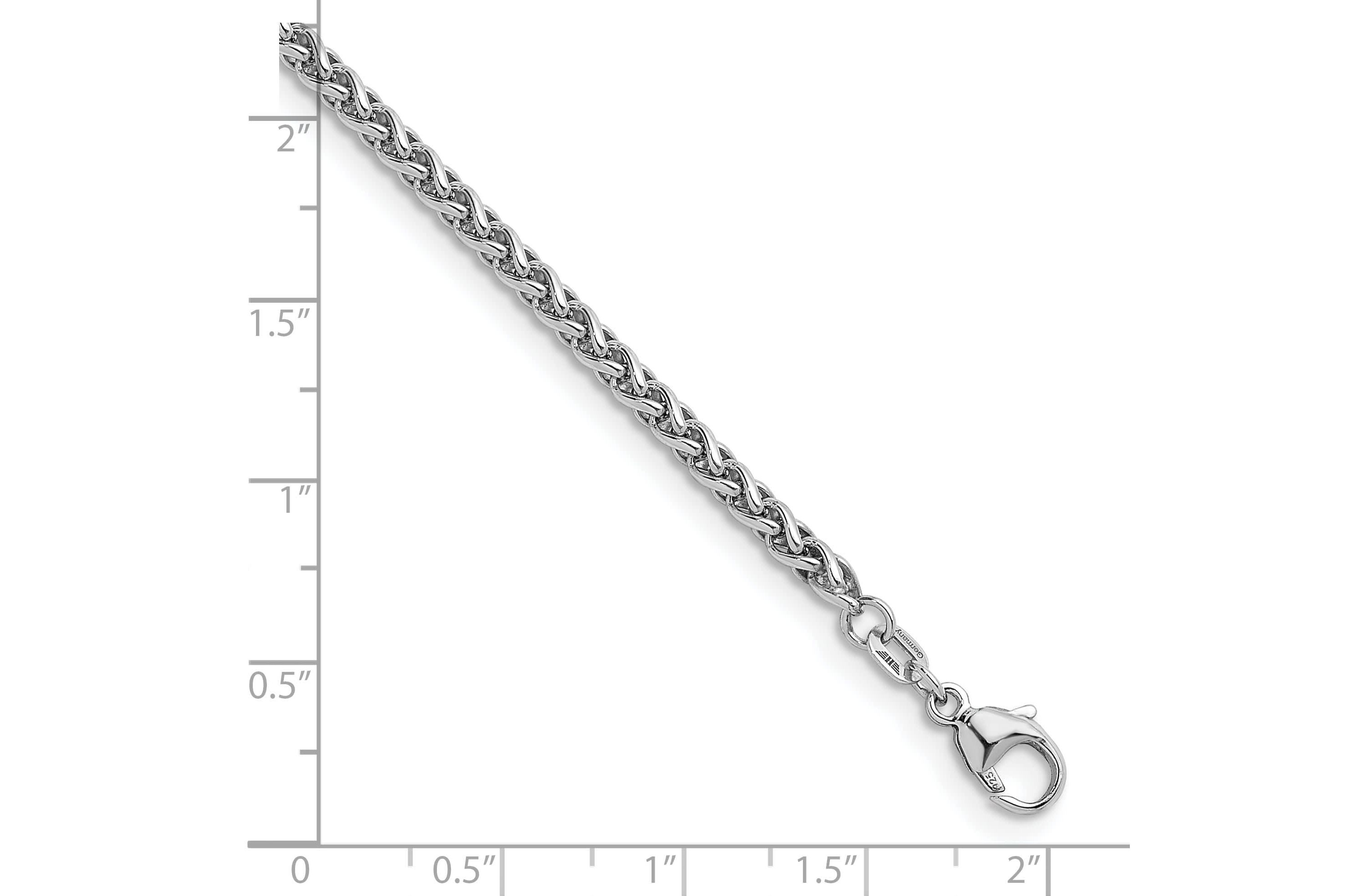 Sterling Silver Rhodium-plated 3.0mm Wheat 18-inch Chain Necklace
