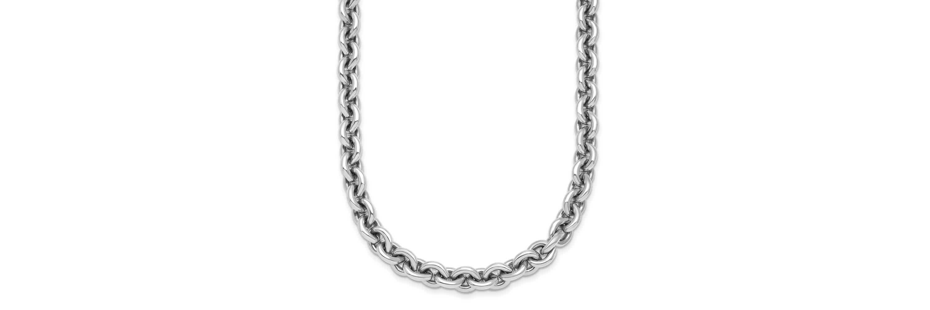 Sterling Silver Rhodium-plated 6.8mm Round Link 18-inch Chain Necklace