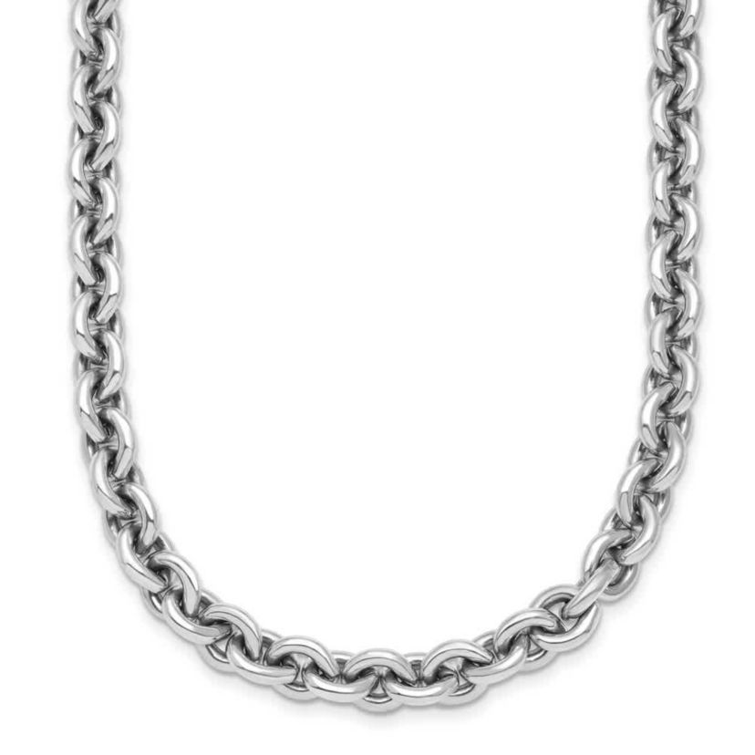 Sterling Silver Rhodium-plated 6.8mm Round Link 18-inch Chain Necklace