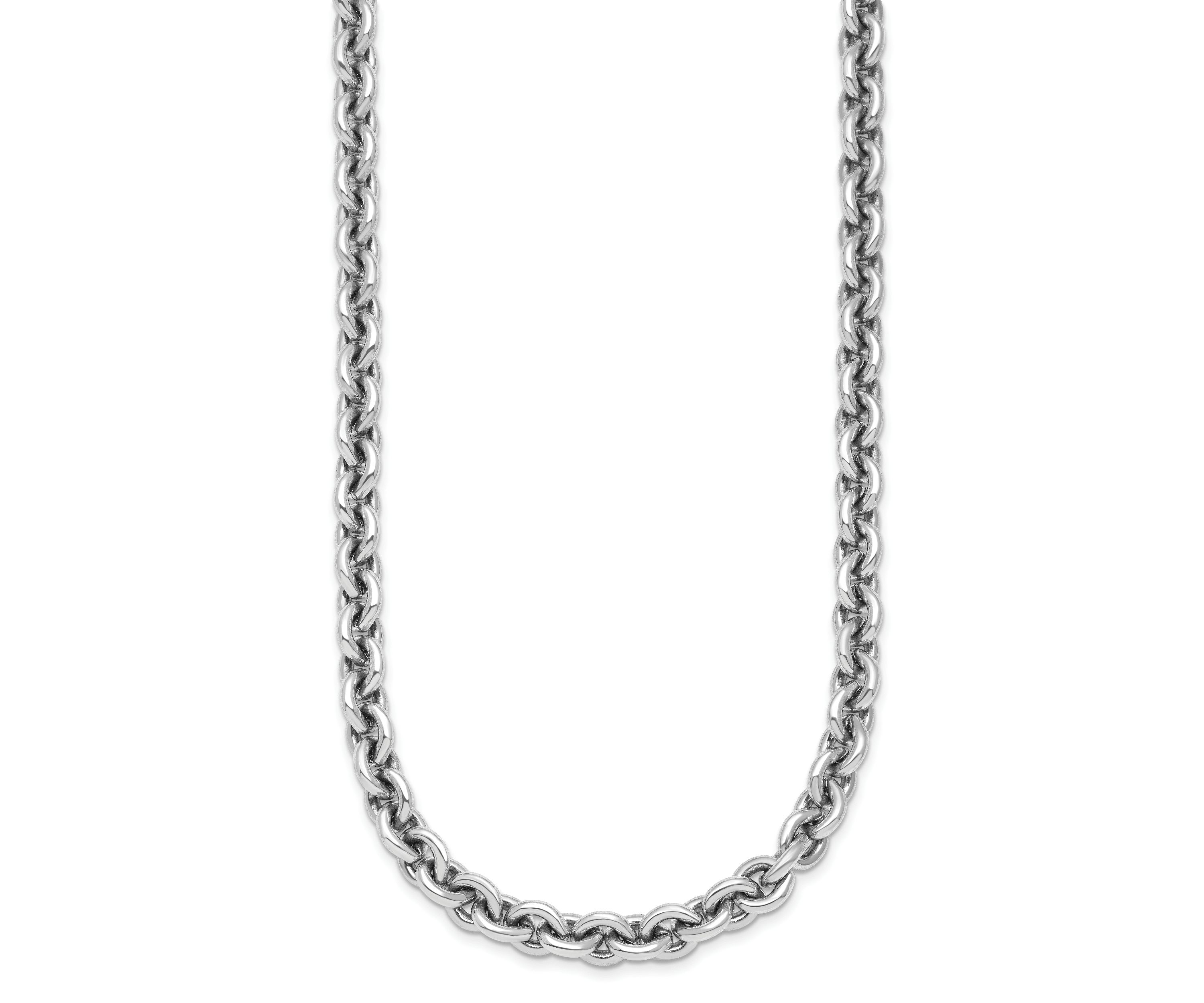 Sterling Silver Rhodium-plated 6.8mm Round Link 18-inch Chain Necklace