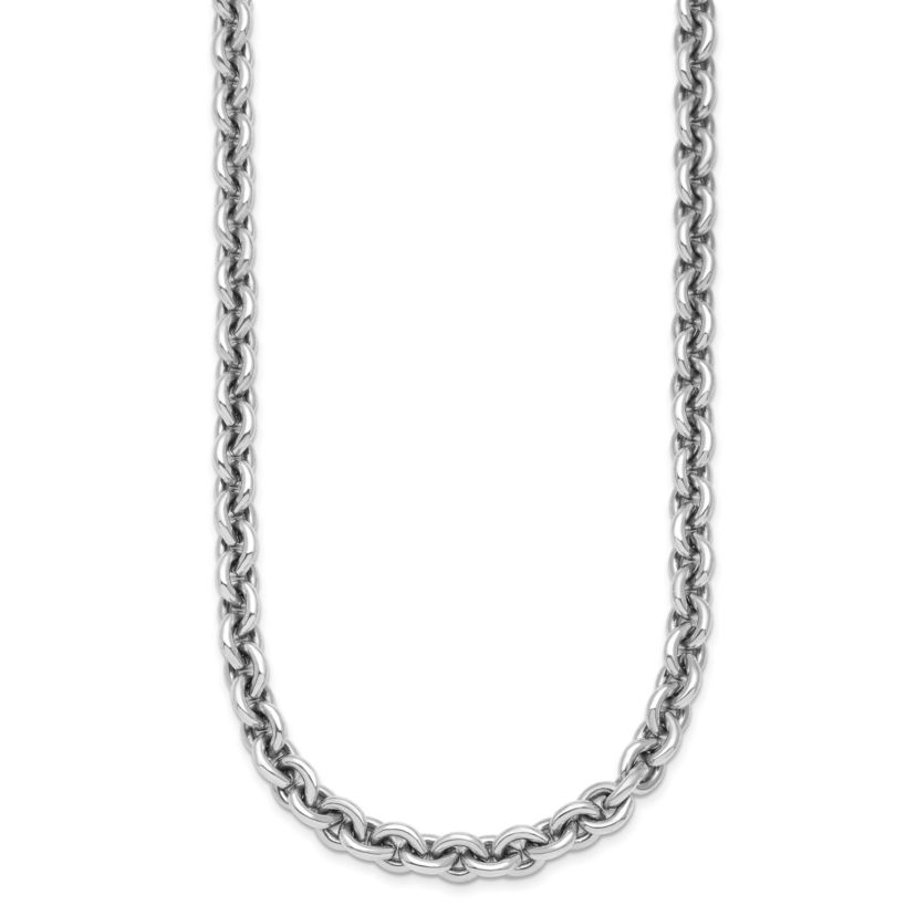 Sterling Silver Rhodium-plated 6.8mm Round Link 18-inch Chain Necklace
