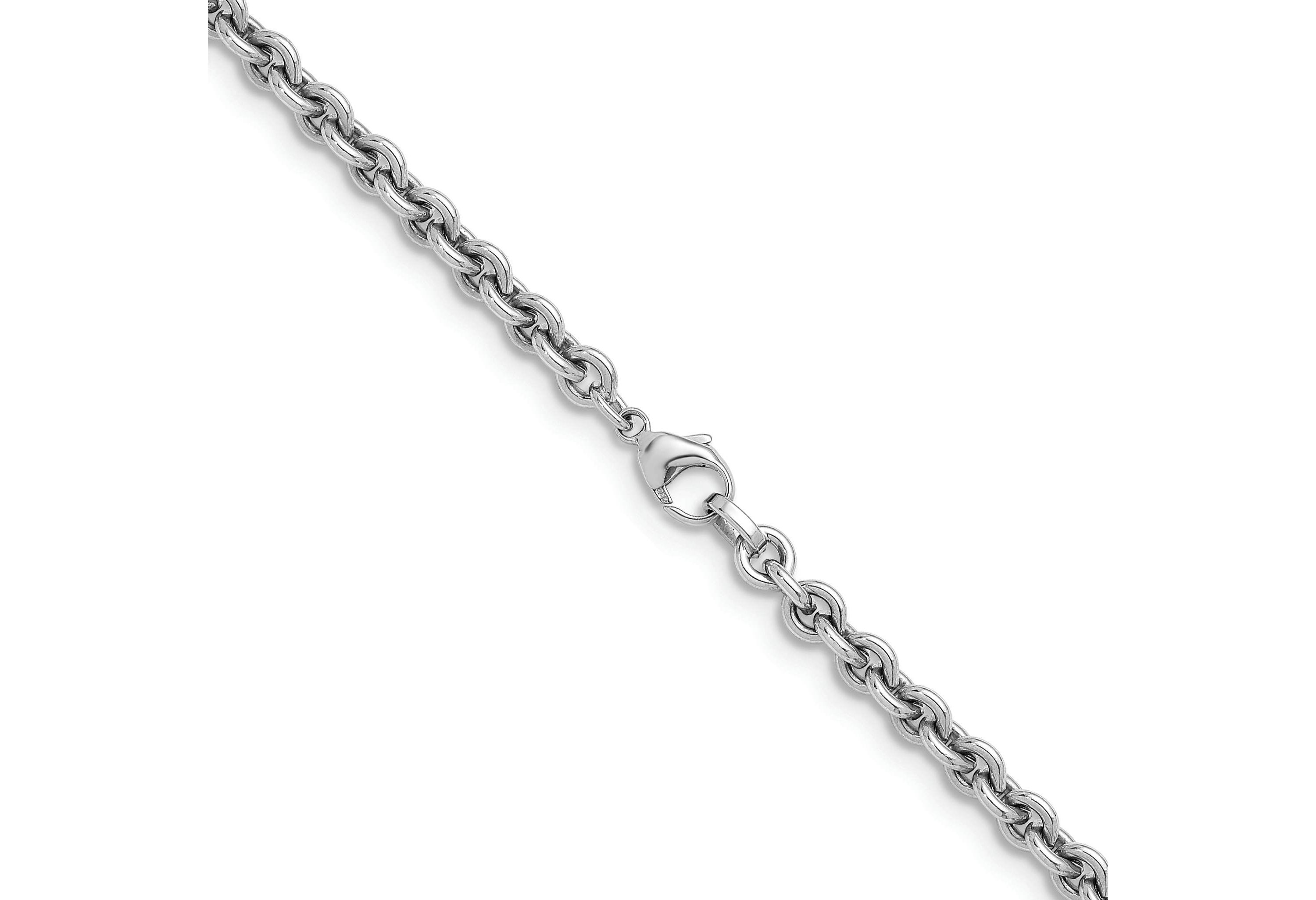 Sterling Silver Rhodium-plated 6.8mm Round Link 18-inch Chain Necklace