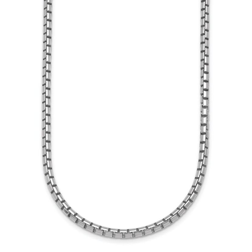 Sterling Silver Rhodium-plated Polished 3.2mm Box 20-inch Chain Necklace