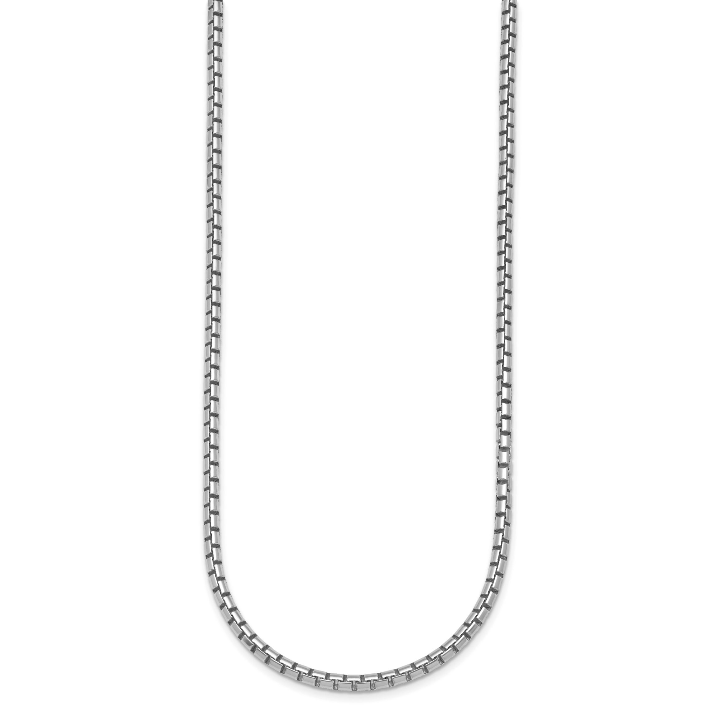 Sterling Silver Rhodium-plated Polished 3.2mm Box 20-inch Chain Necklace
