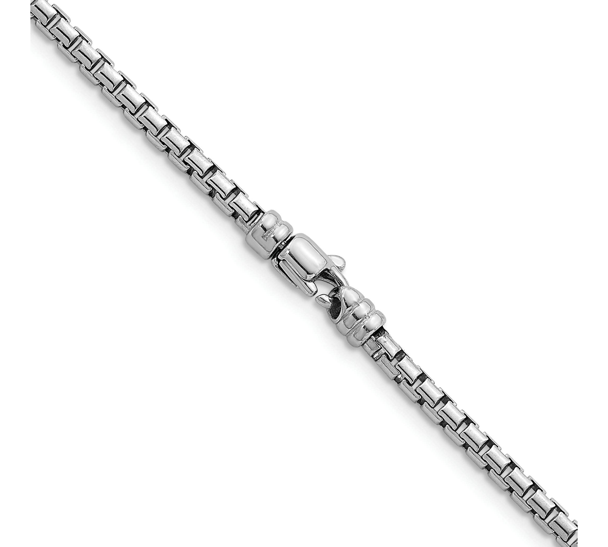 Sterling Silver Rhodium-plated Polished 3.2mm Box 20-inch Chain Necklace