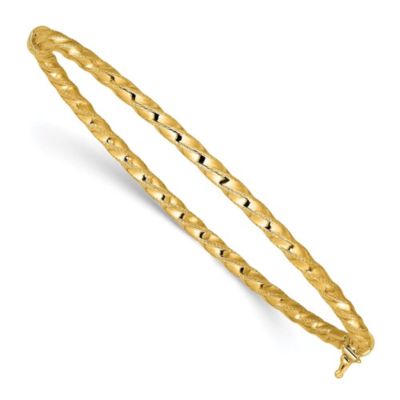 Belk & Co 14K Yellow Gold Polished and Textured Twisted Hinged Bangle