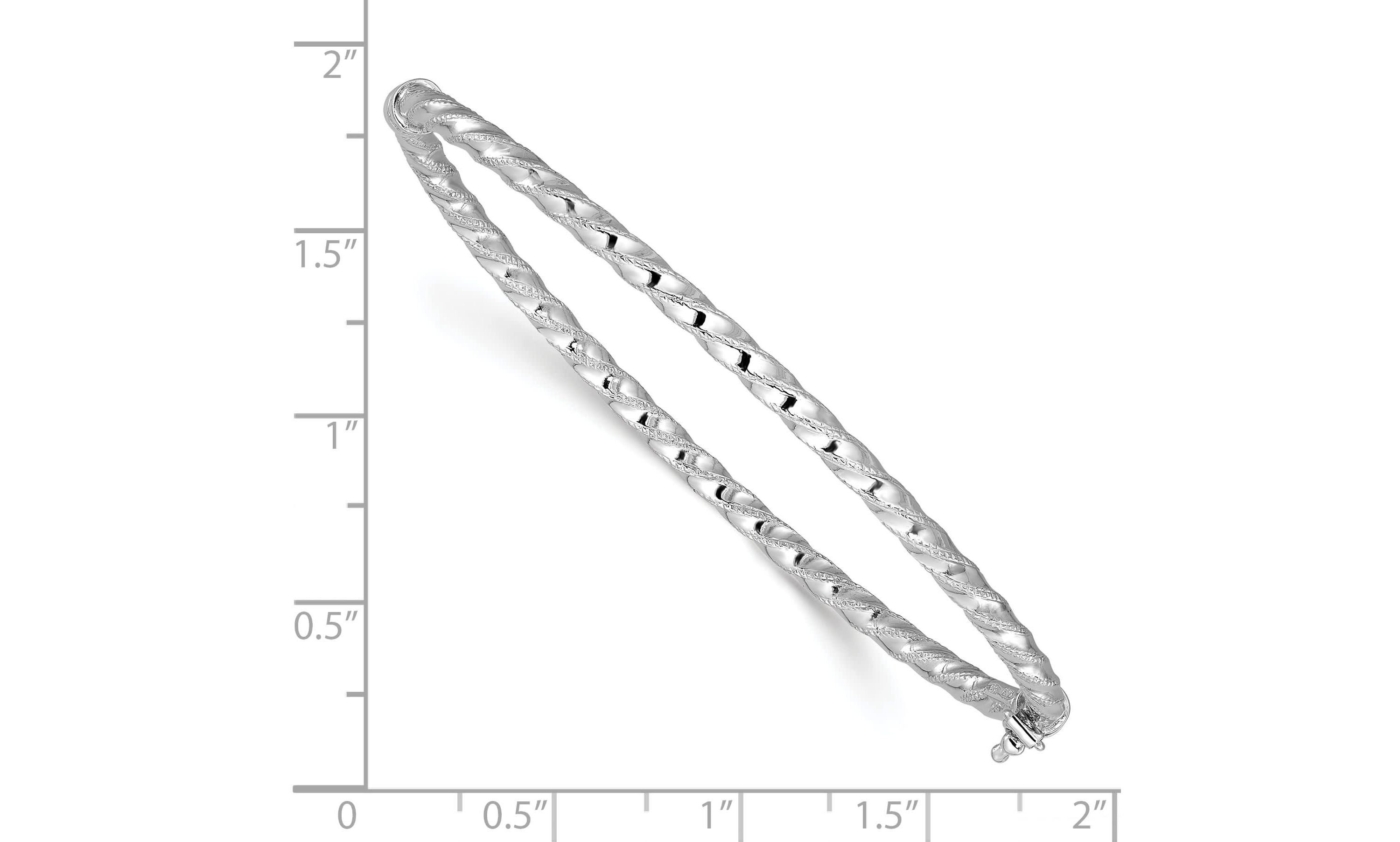 14K Yellow Gold Polished and Textured Twisted Hinged Bangle