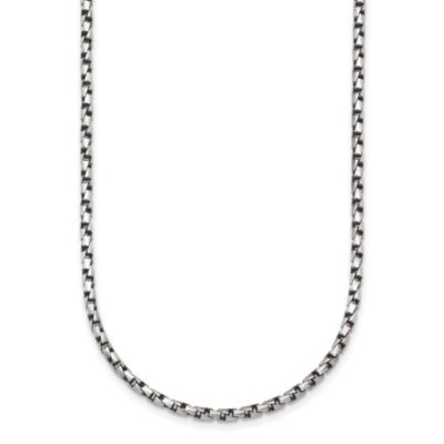 Belk & Co Sterling Silver Antiqued and Satin 2.5mm Twisted Box 20-inch Chain Necklace, White, 16 in