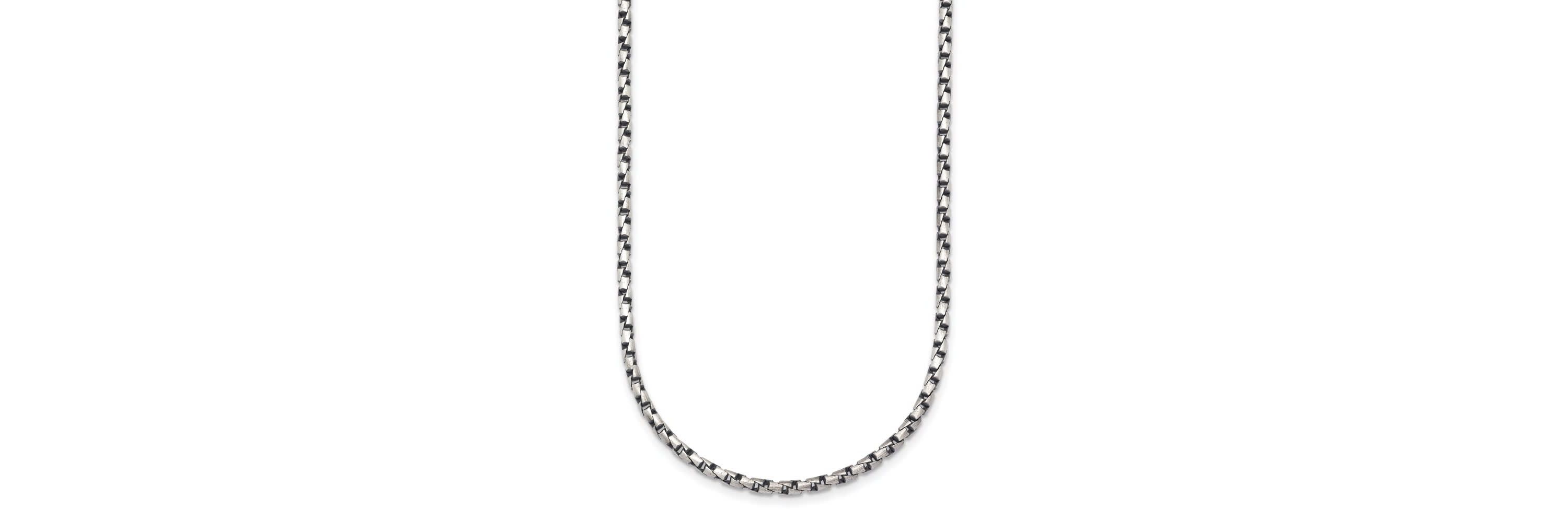 Sterling Silver Antiqued and Satin 2.5mm Twisted Box 20-inch Chain Necklace