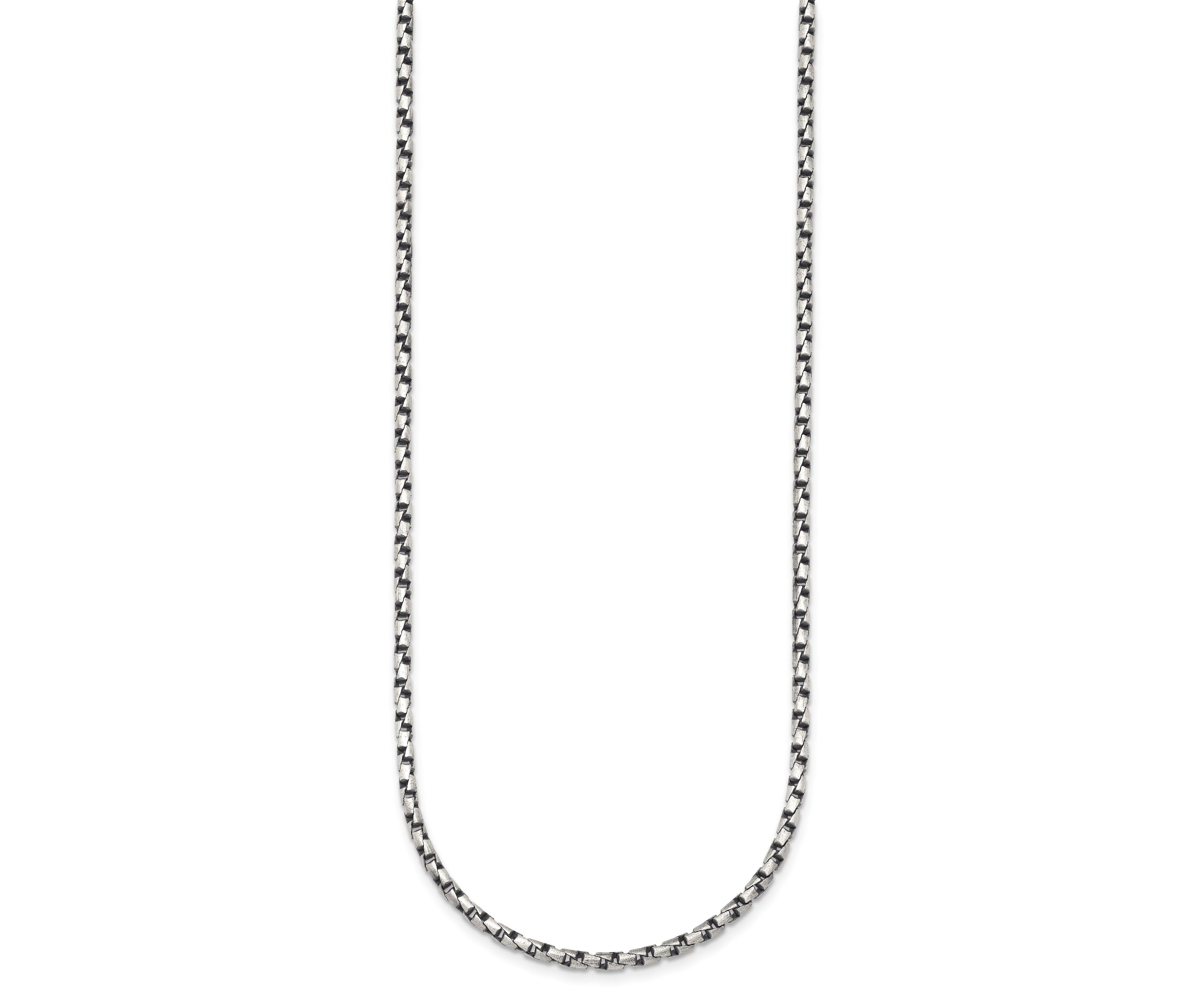 Sterling Silver Antiqued and Satin 2.5mm Twisted Box 20-inch Chain Necklace