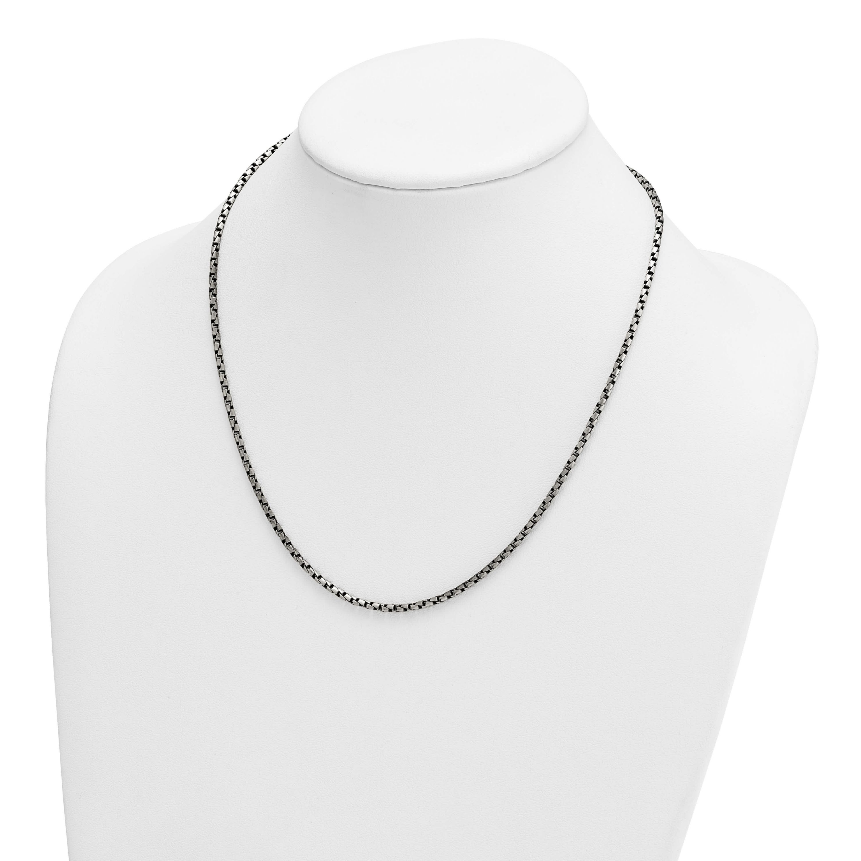 Sterling Silver Antiqued and Satin 2.5mm Twisted Box 20-inch Chain Necklace