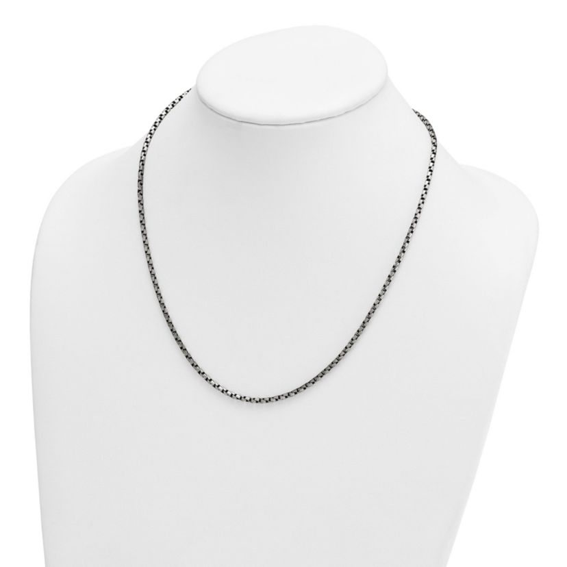 Sterling Silver Antiqued and Satin 2.5mm Twisted Box 20-inch Chain Necklace