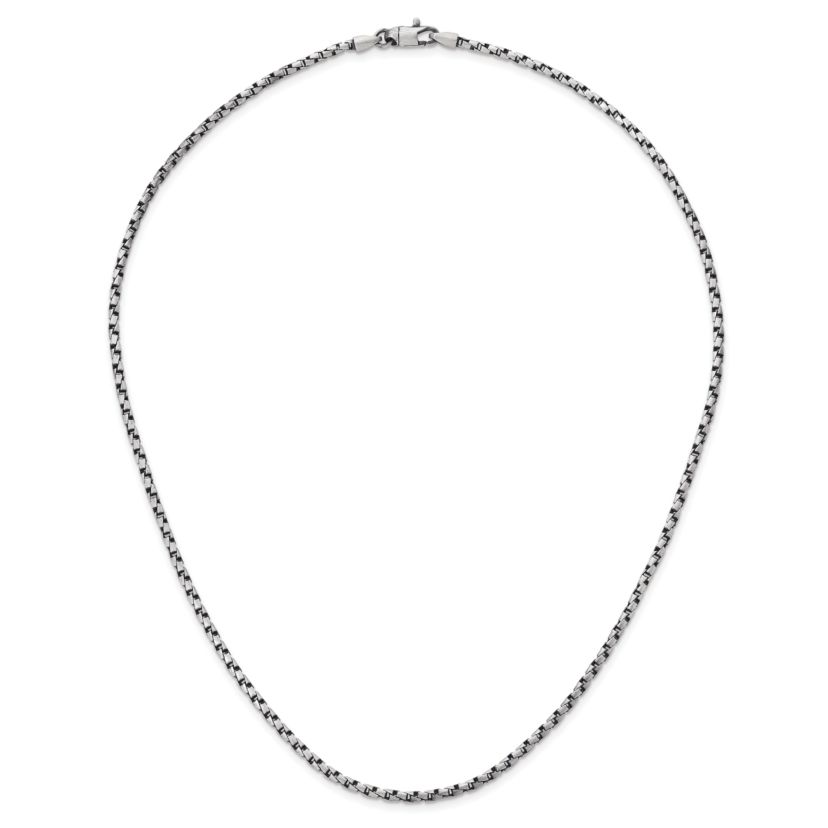 Sterling Silver Antiqued and Satin 2.5mm Twisted Box 20-inch Chain Necklace