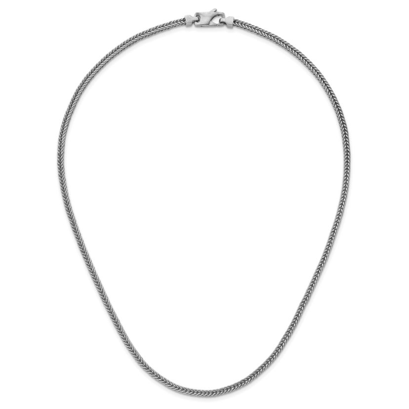 Sterling Silver Rhodium-plated Polished 3.0mm Franco 30-inch Chain Necklace