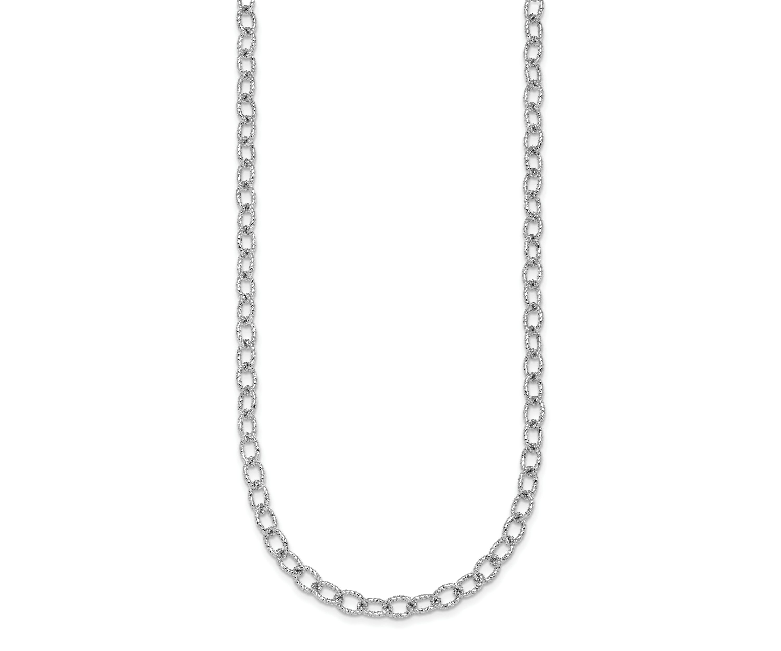 Sterling Silver Rhodium-plated Twisted 5mm Oval Link 18-inch Chain Necklace