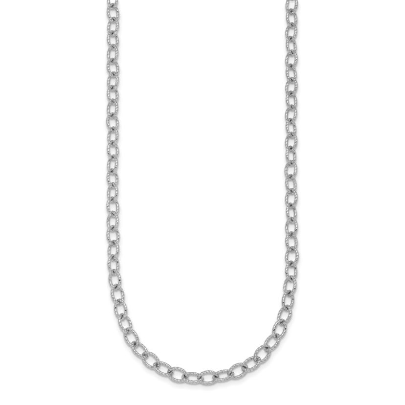 Sterling Silver Rhodium-plated Twisted 5mm Oval Link 18-inch Chain Necklace