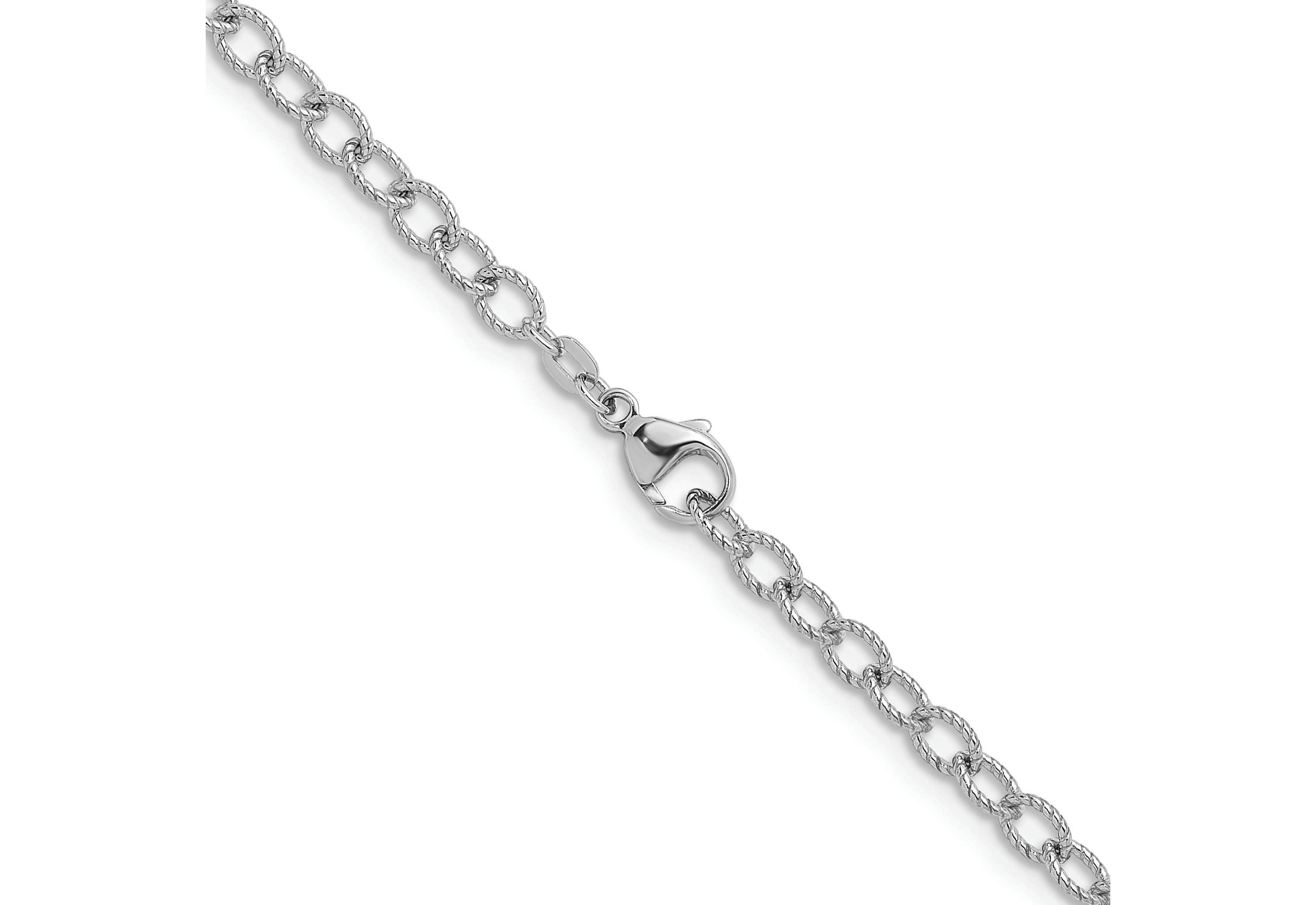 Sterling Silver Rhodium-plated Twisted 5mm Oval Link 18-inch Chain Necklace