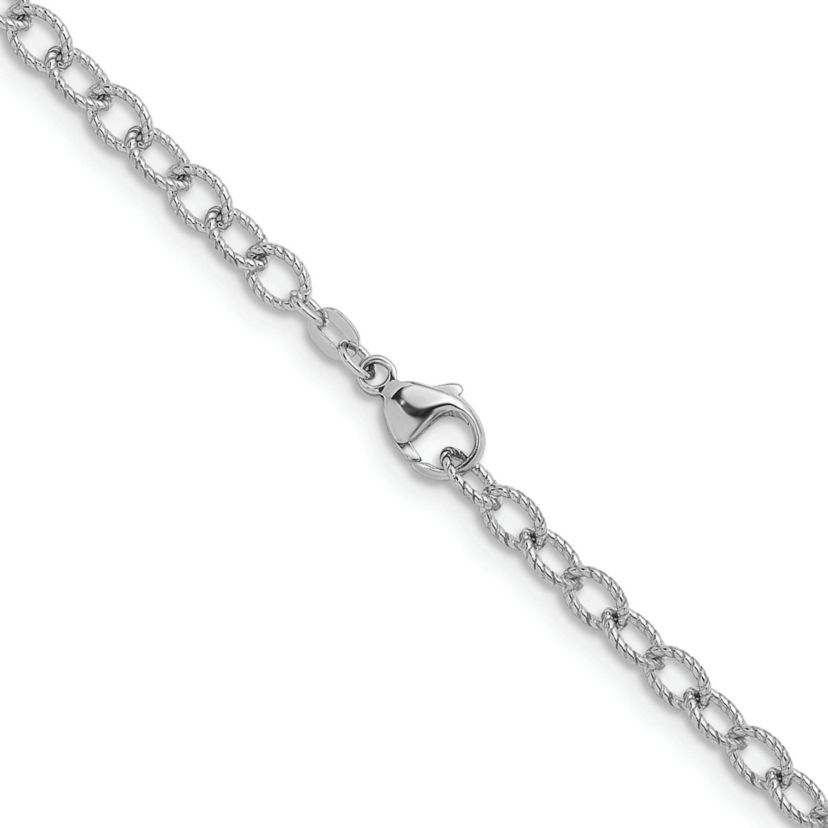 Sterling Silver Rhodium-plated Twisted 5mm Oval Link 18-inch Chain Necklace