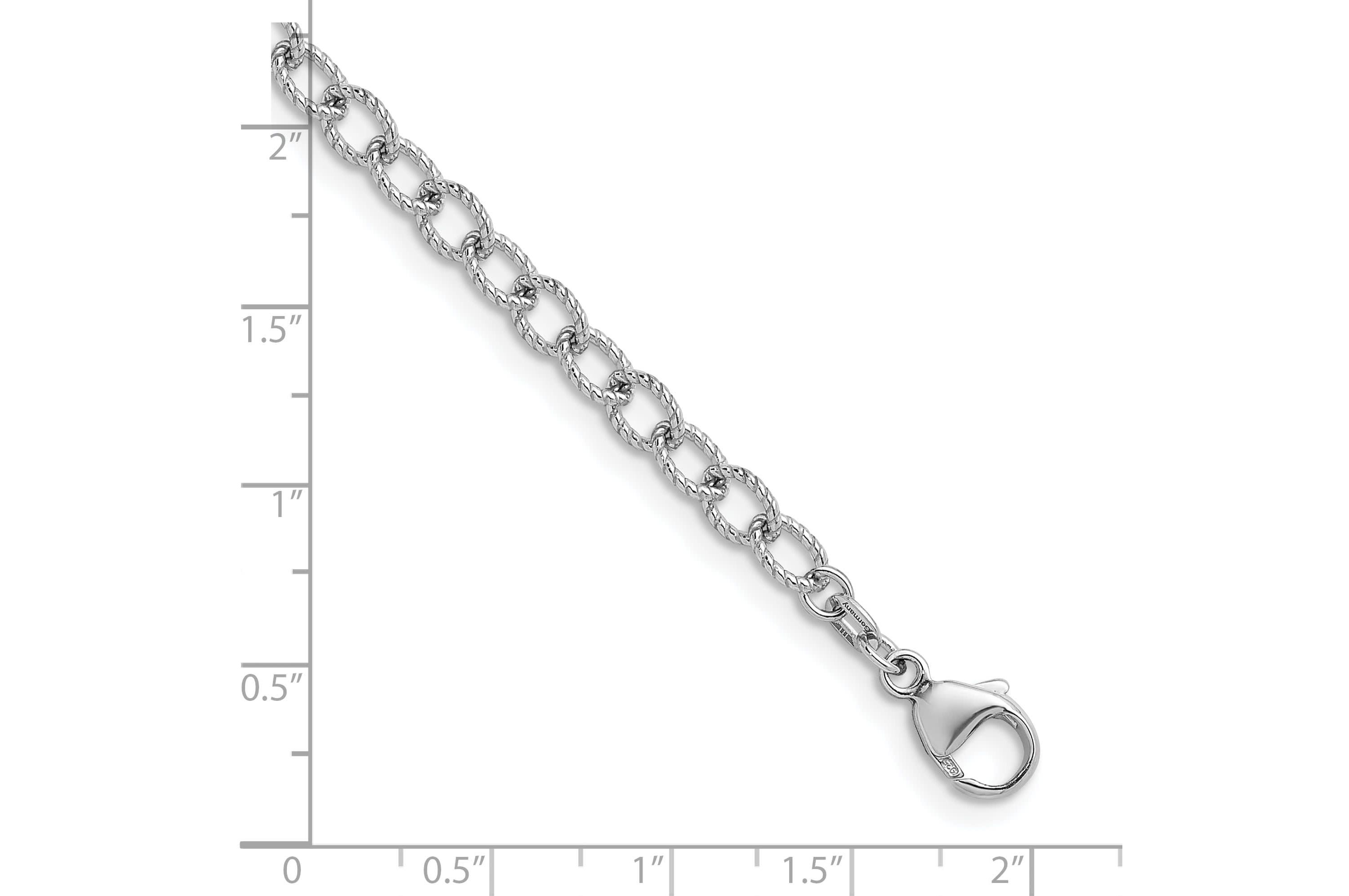 Sterling Silver Rhodium-plated Twisted 5mm Oval Link 18-inch Chain Necklace