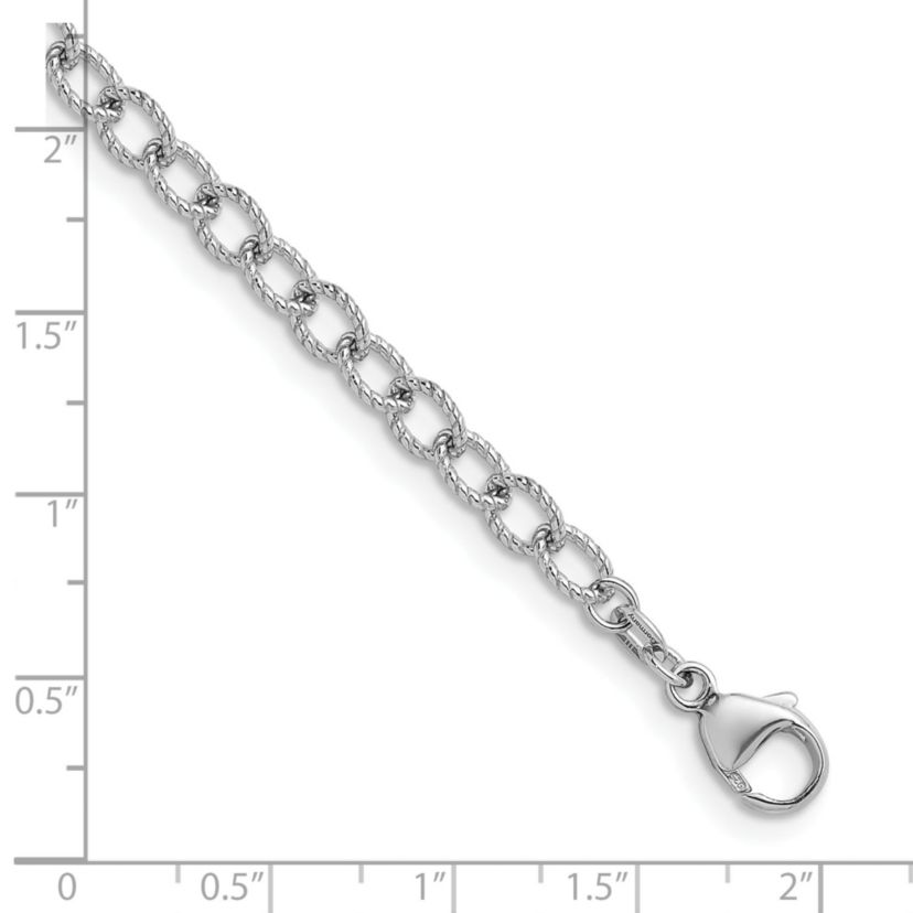 Sterling Silver Rhodium-plated Twisted 5mm Oval Link 18-inch Chain Necklace