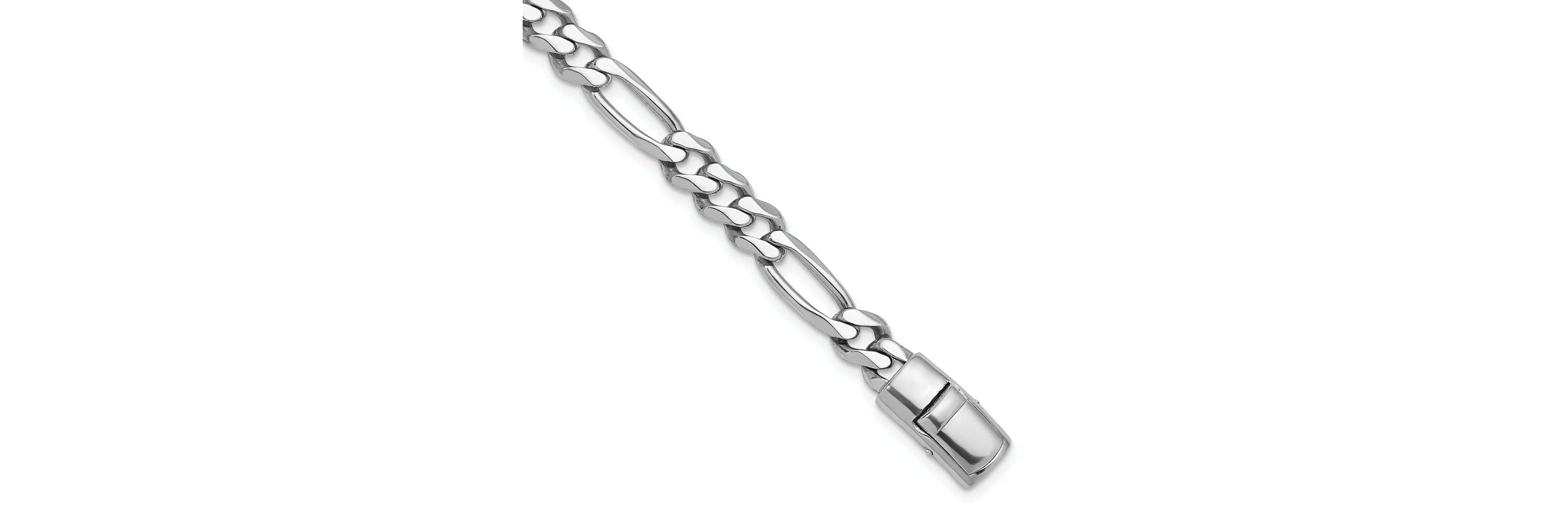 Sterling Silver Rhodium-plated Polished 8.5mm Figaro 18-inch Chain Necklace