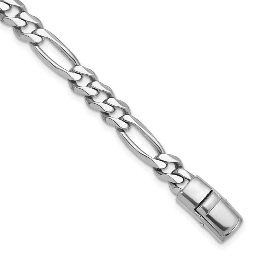 Sterling Silver Rhodium-plated Polished 8.5mm Figaro 18-inch Chain Necklace