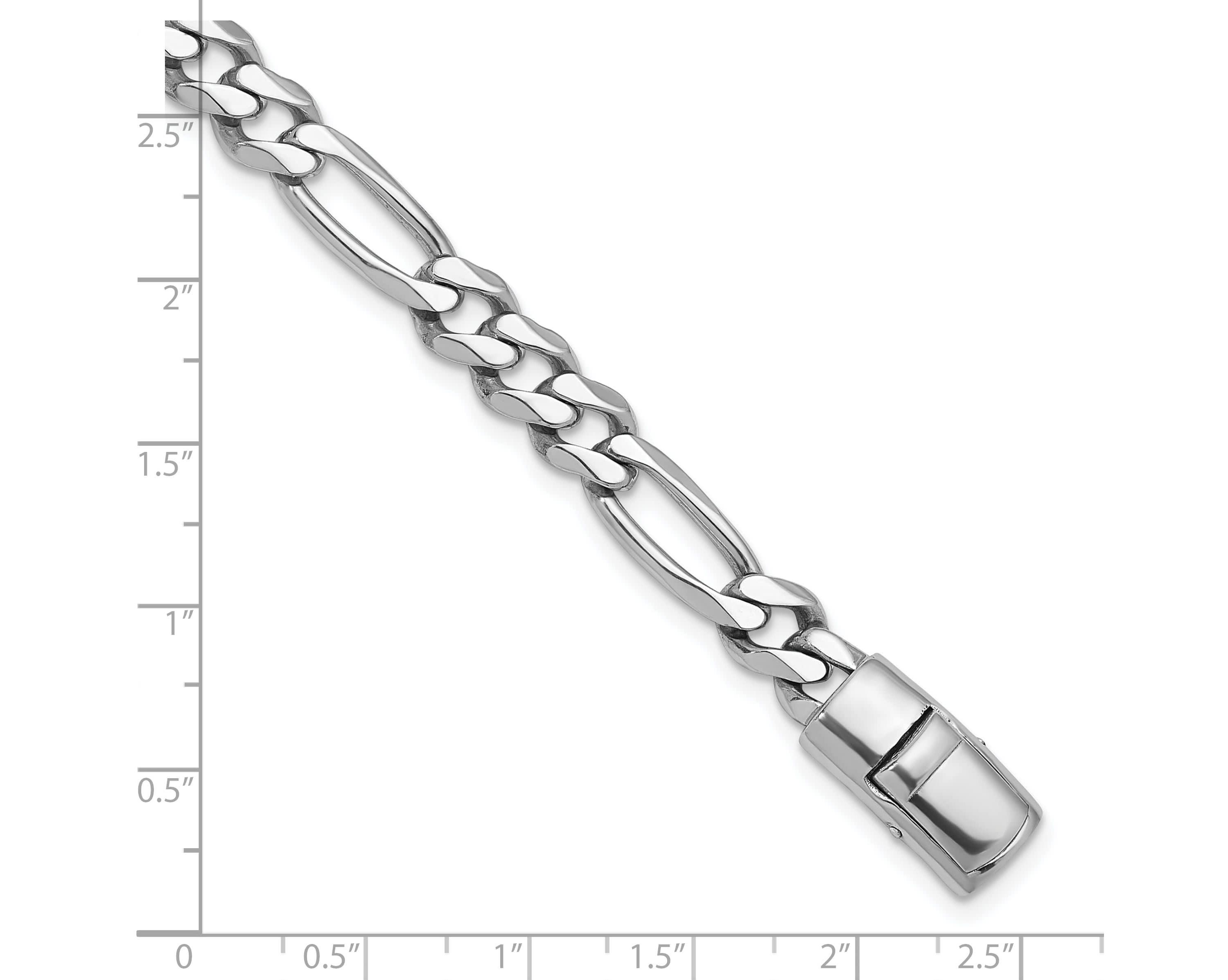 Sterling Silver Rhodium-plated Polished 8.5mm Figaro 18-inch Chain Necklace