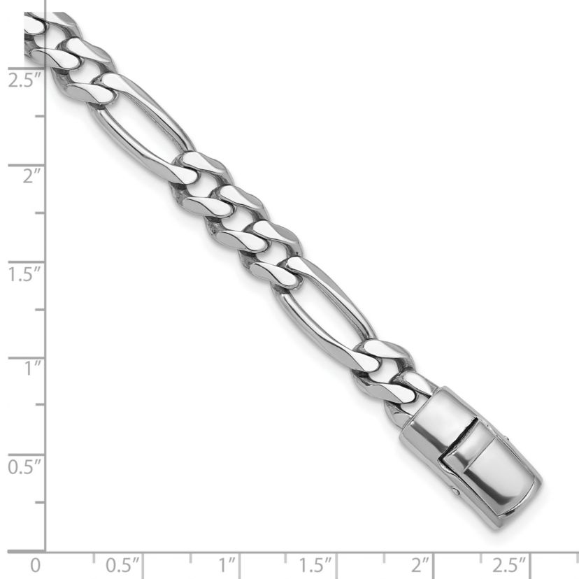 Sterling Silver Rhodium-plated Polished 8.5mm Figaro 18-inch Chain Necklace