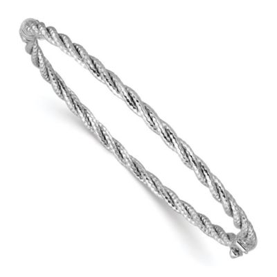 Belk & Co 14K Yellow Gold Polished and Diamond-cut Twisted Hinged Bangle, White