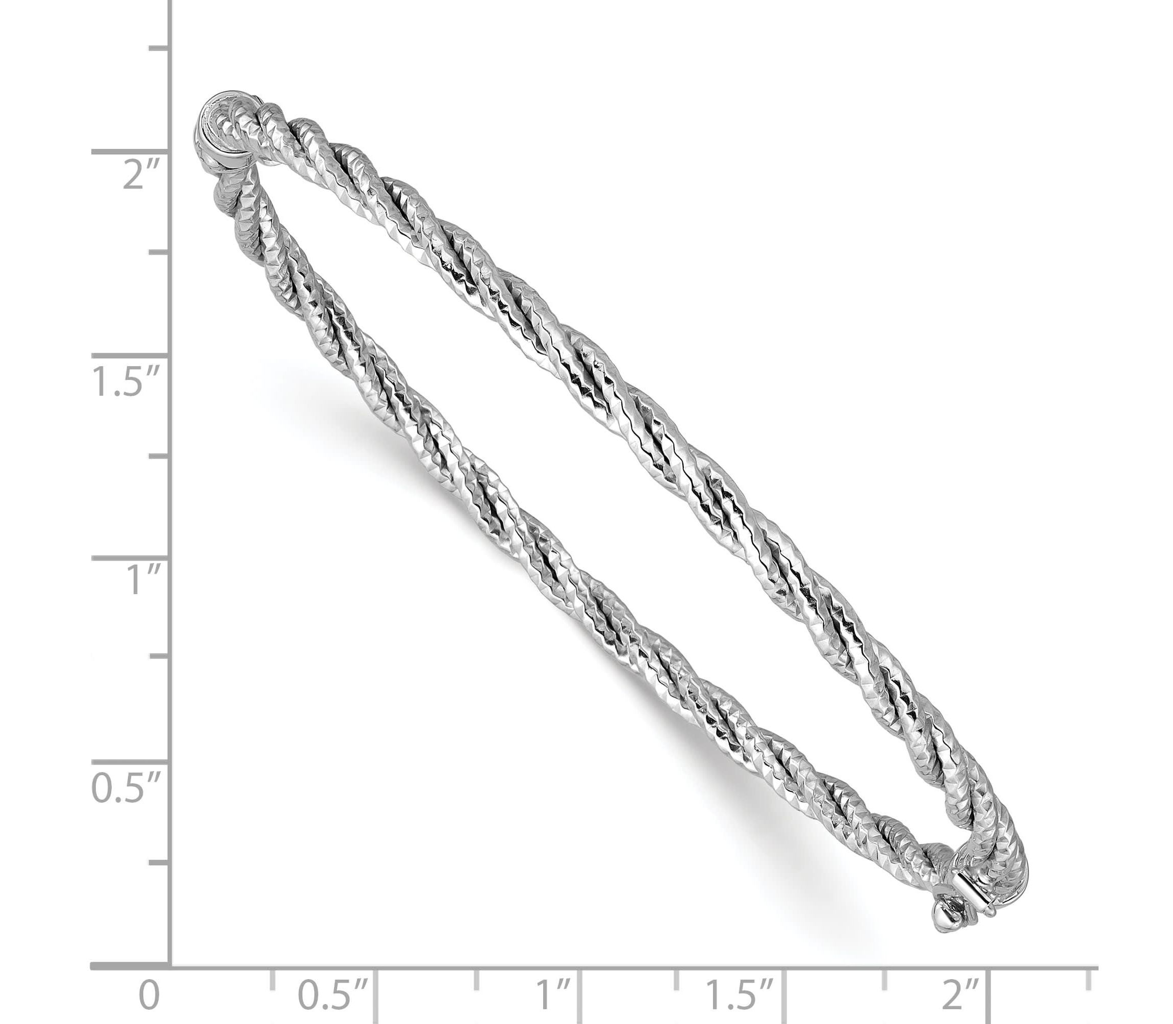 14K Yellow Gold Polished and Diamond-cut Twisted Hinged Bangle