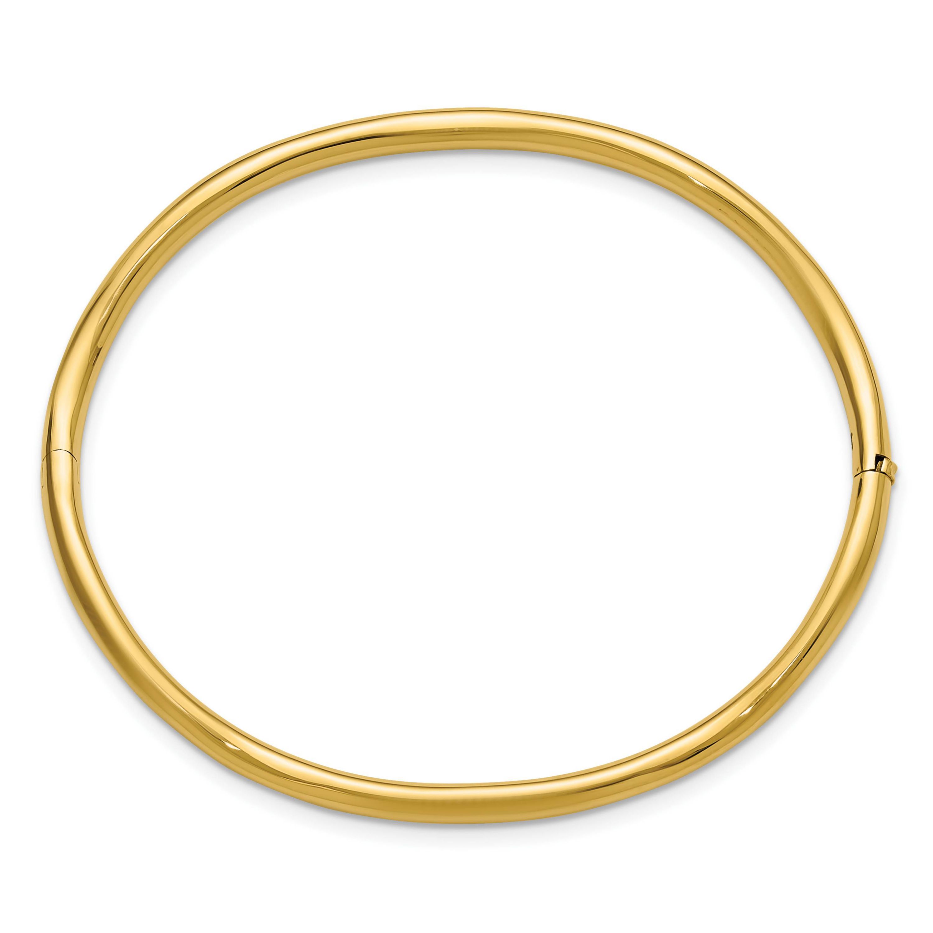 14K Yellow Gold Polished Fancy Wavy Hinged Bangle