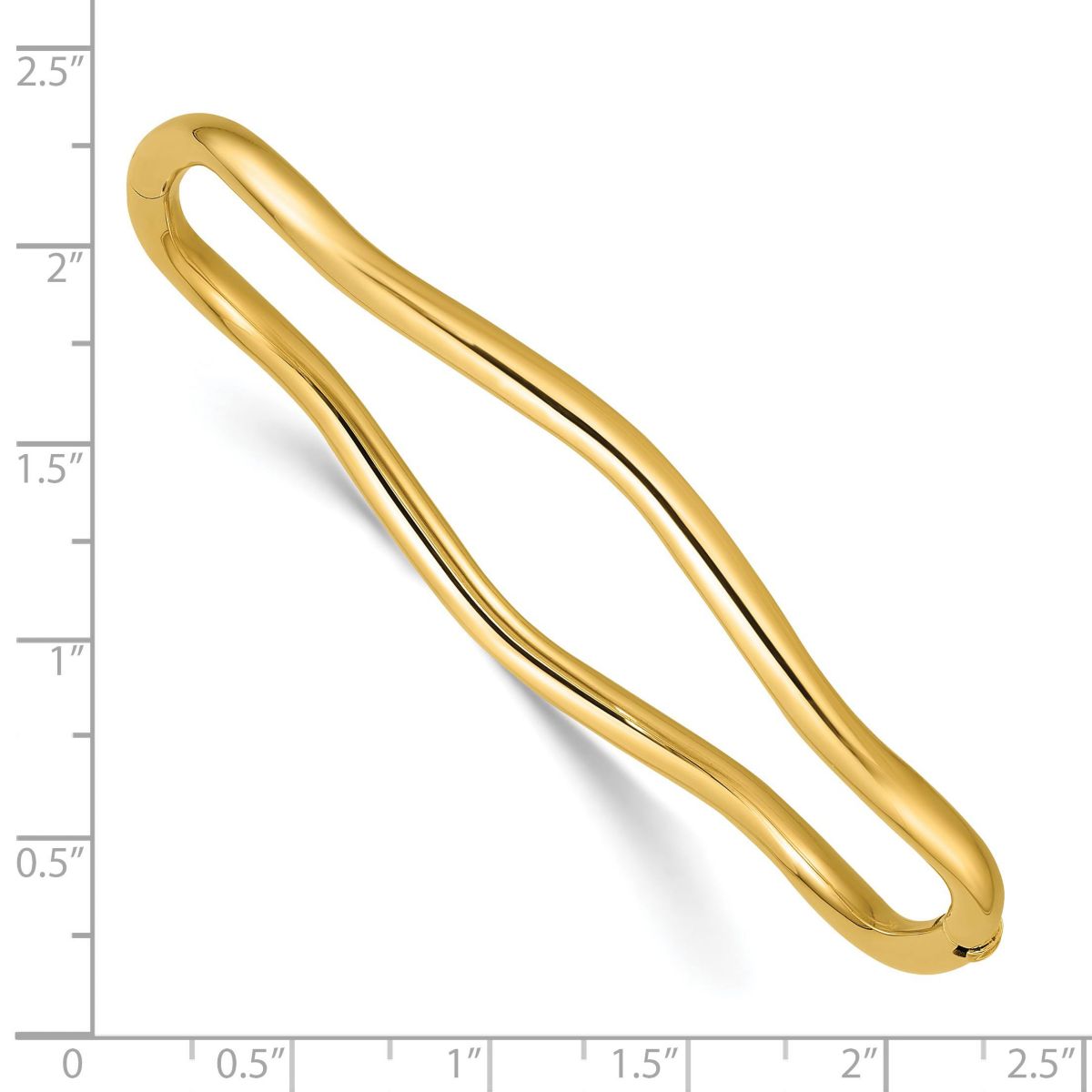 14K Yellow Gold Polished Fancy Wavy Hinged Bangle