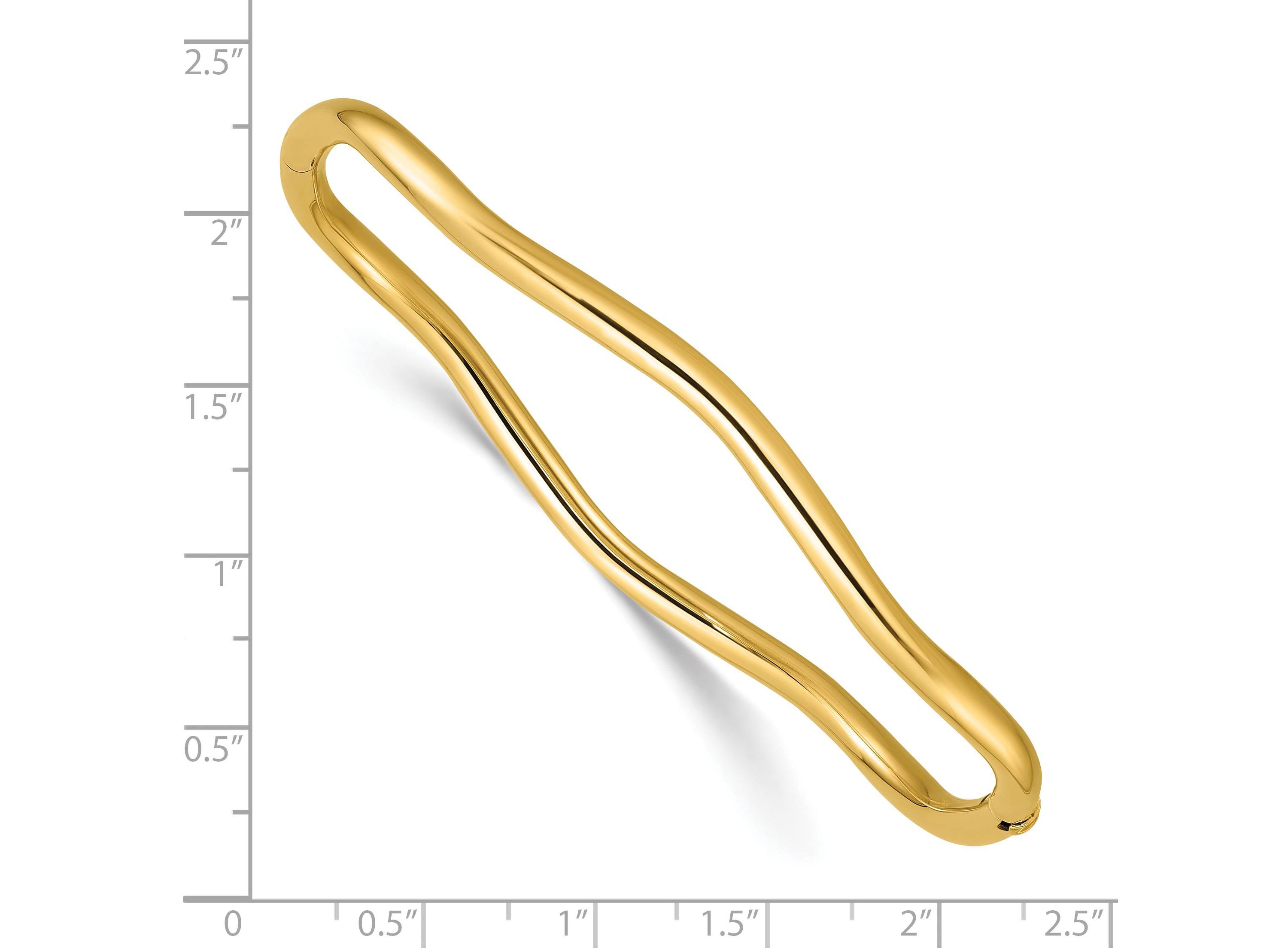 14K Yellow Gold Polished Fancy Wavy Hinged Bangle