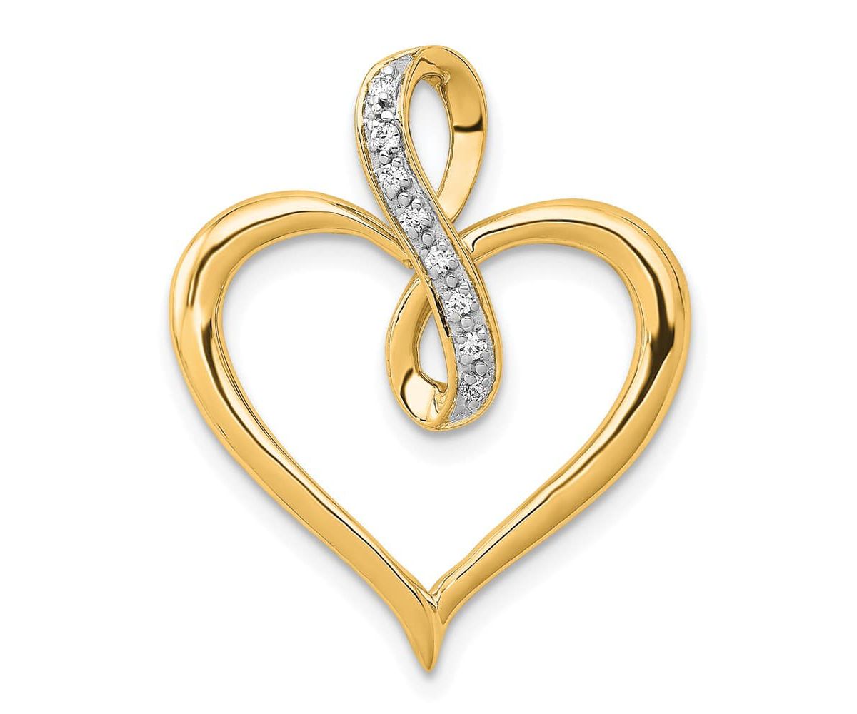14K Gold Diamond Accent Heart and Infinity Pendant
