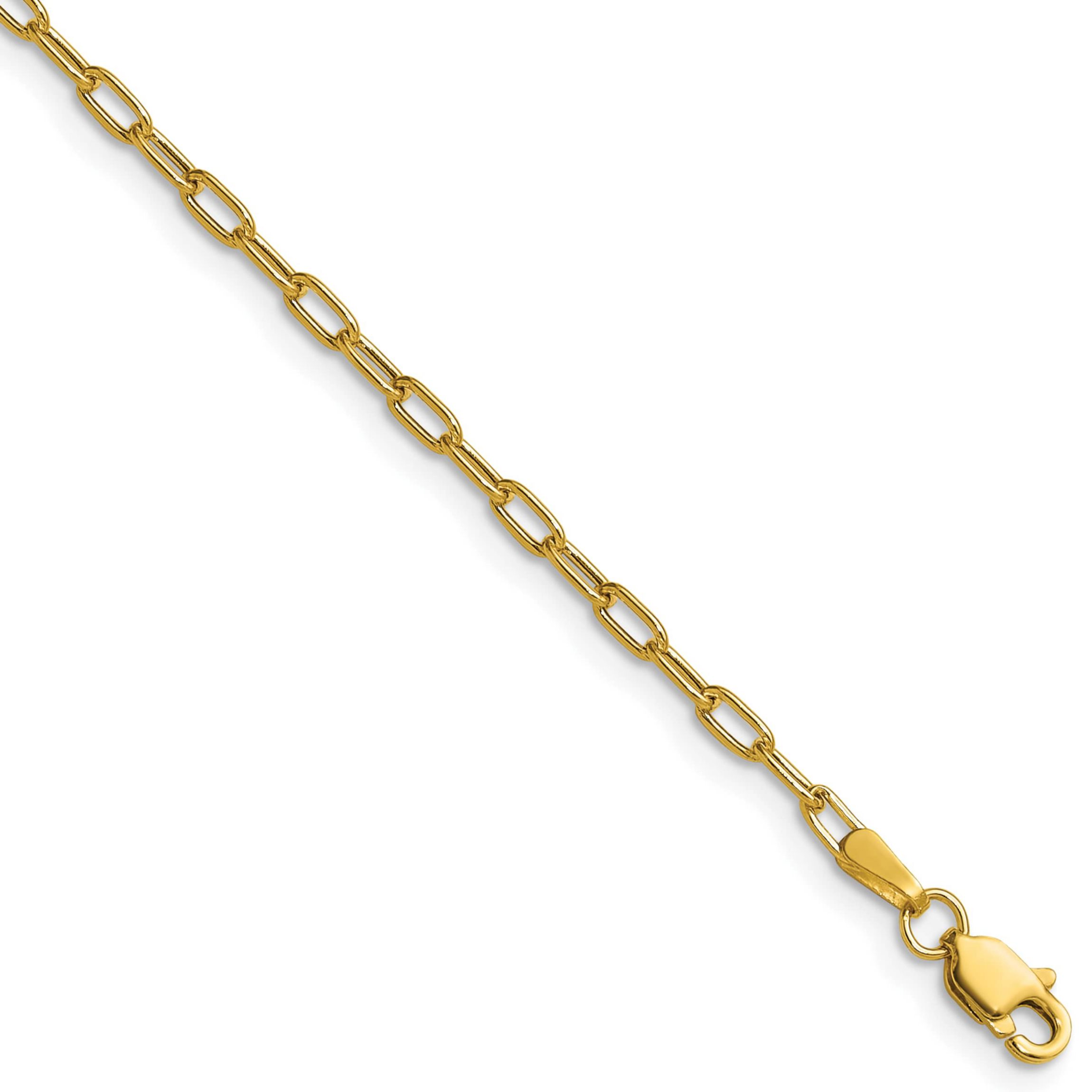 14K Yellow Gold 2.2mm Semi-solid Beveled Paperclip Chain Necklace