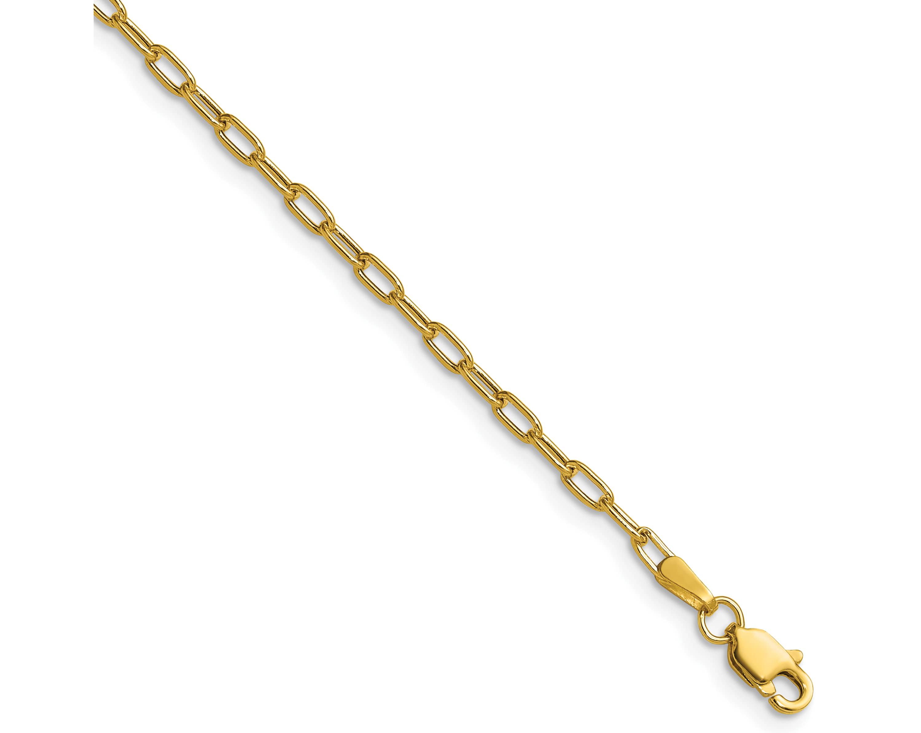 14K Yellow Gold 2.2mm Semi-solid Beveled Paperclip Chain Necklace