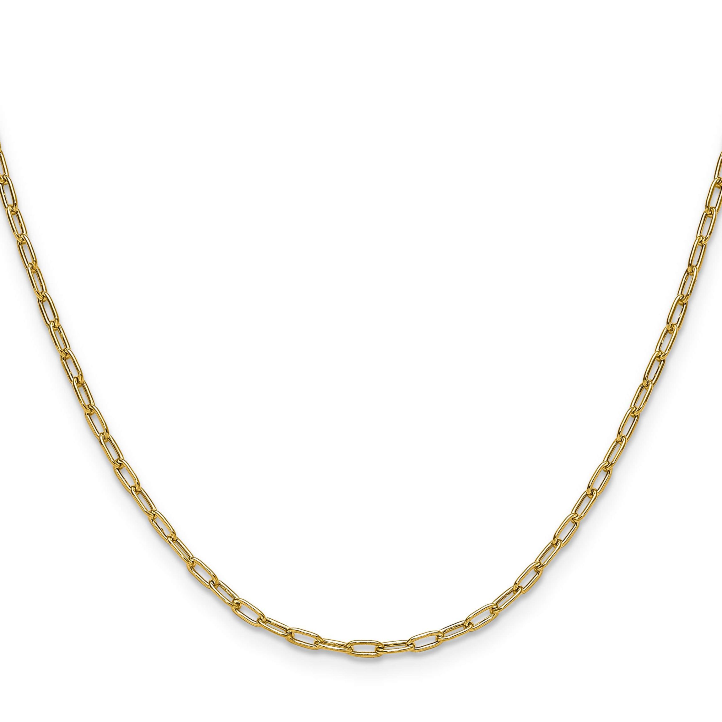 14K Yellow Gold 2.2mm Semi-solid Beveled Paperclip Chain Necklace