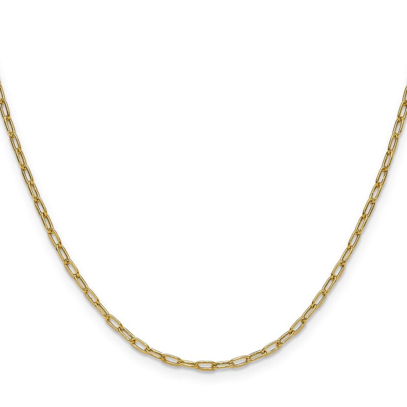 14K Yellow Gold 2.2mm Semi-solid Beveled Paperclip Chain Necklace