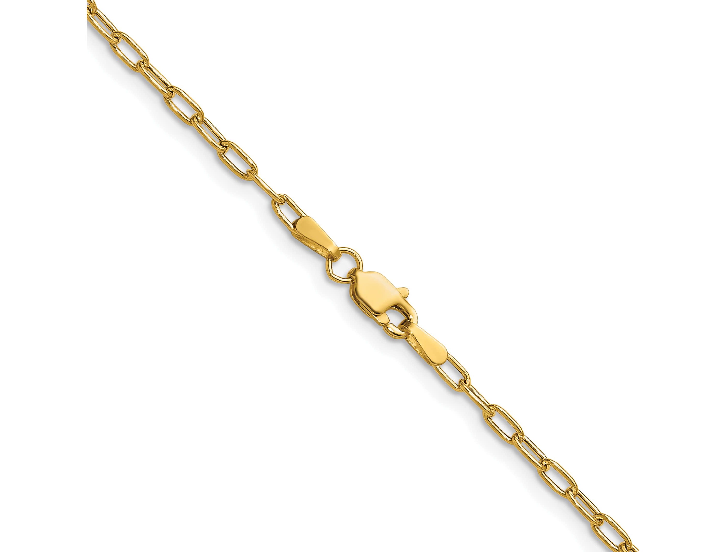 14K Yellow Gold 2.2mm Semi-solid Beveled Paperclip Chain Necklace