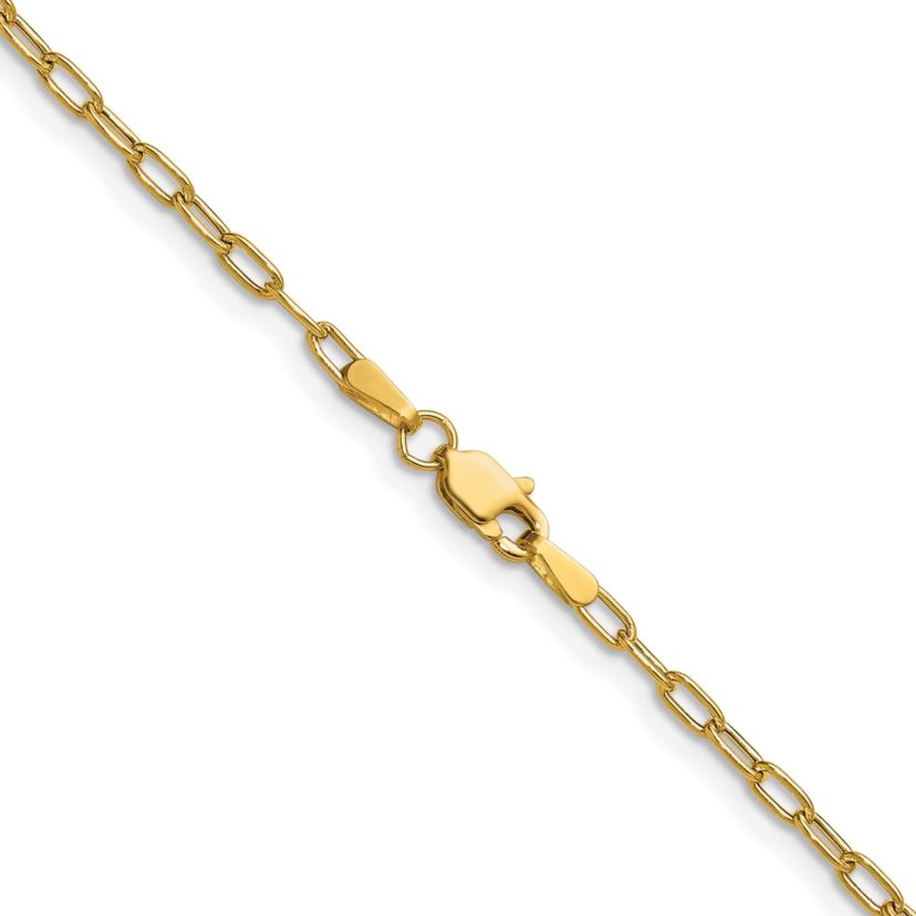 14K Yellow Gold 2.2mm Semi-solid Beveled Paperclip Chain Necklace