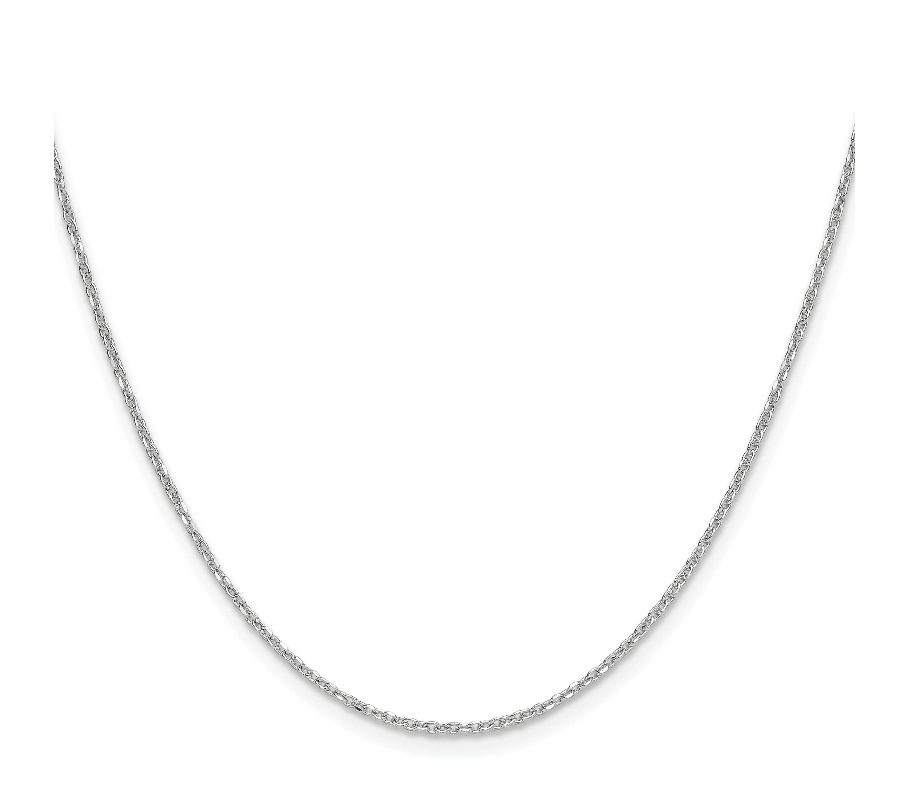 14K White Gold 1.4mm Diamond-cut Forzantine Cable Chain Necklace