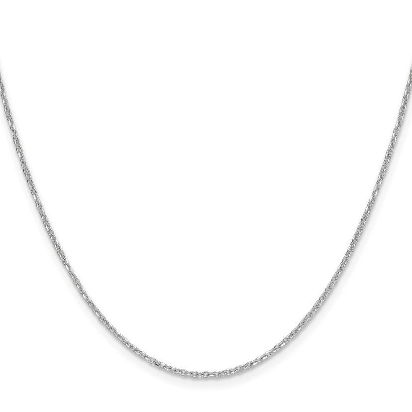 14K White Gold 1.4mm Diamond-cut Forzantine Cable Chain Necklace