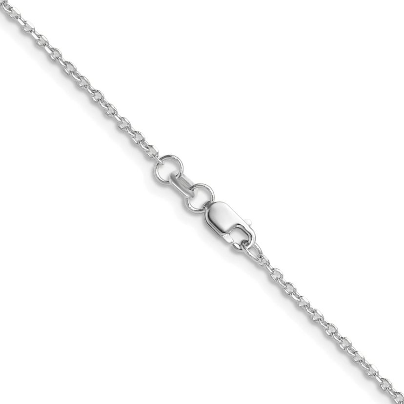 14K White Gold 1.4mm Diamond-cut Forzantine Cable Chain Necklace