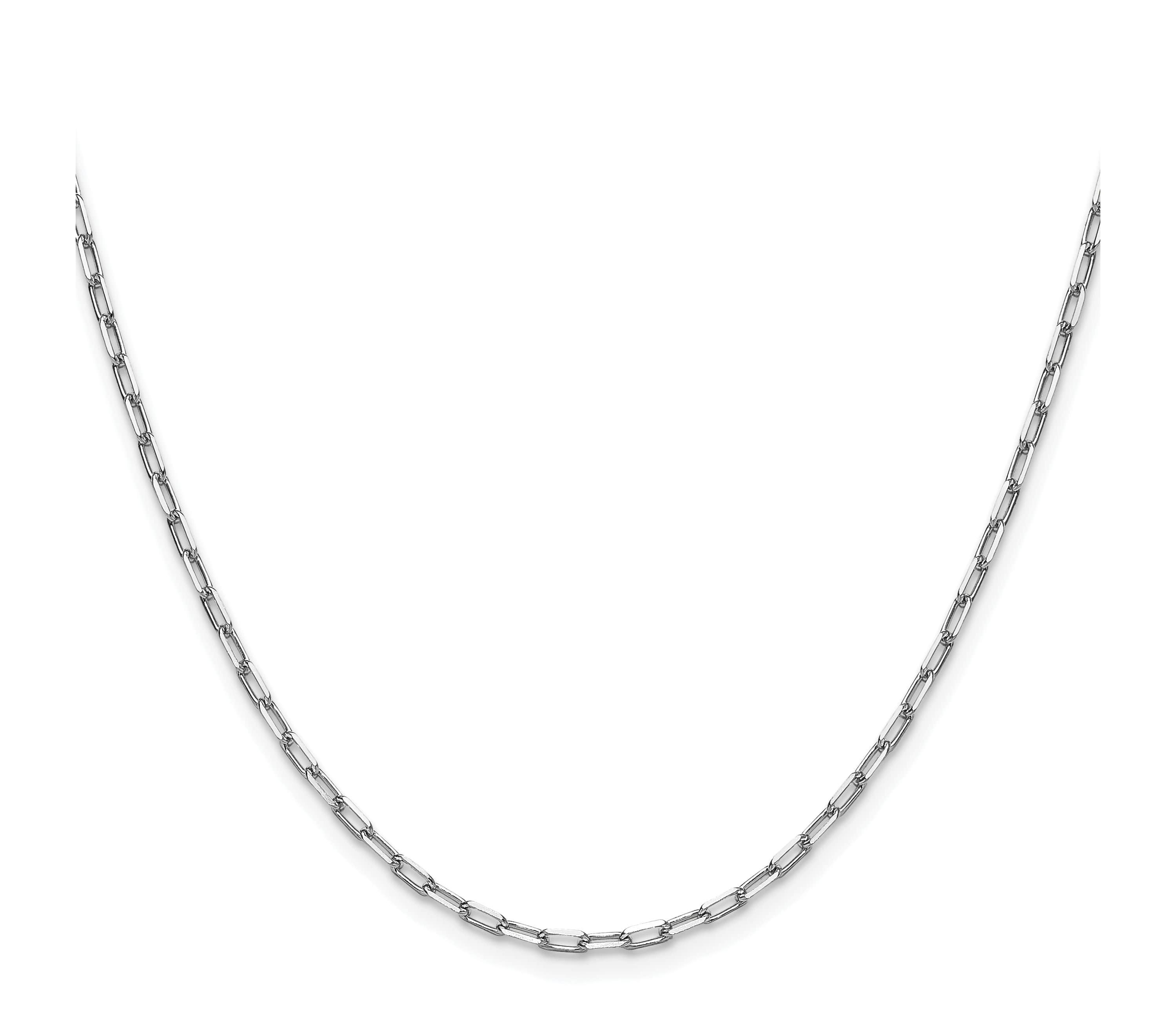 14K White Gold 2.1mm Solid Beveled Paperclip Chain Necklace