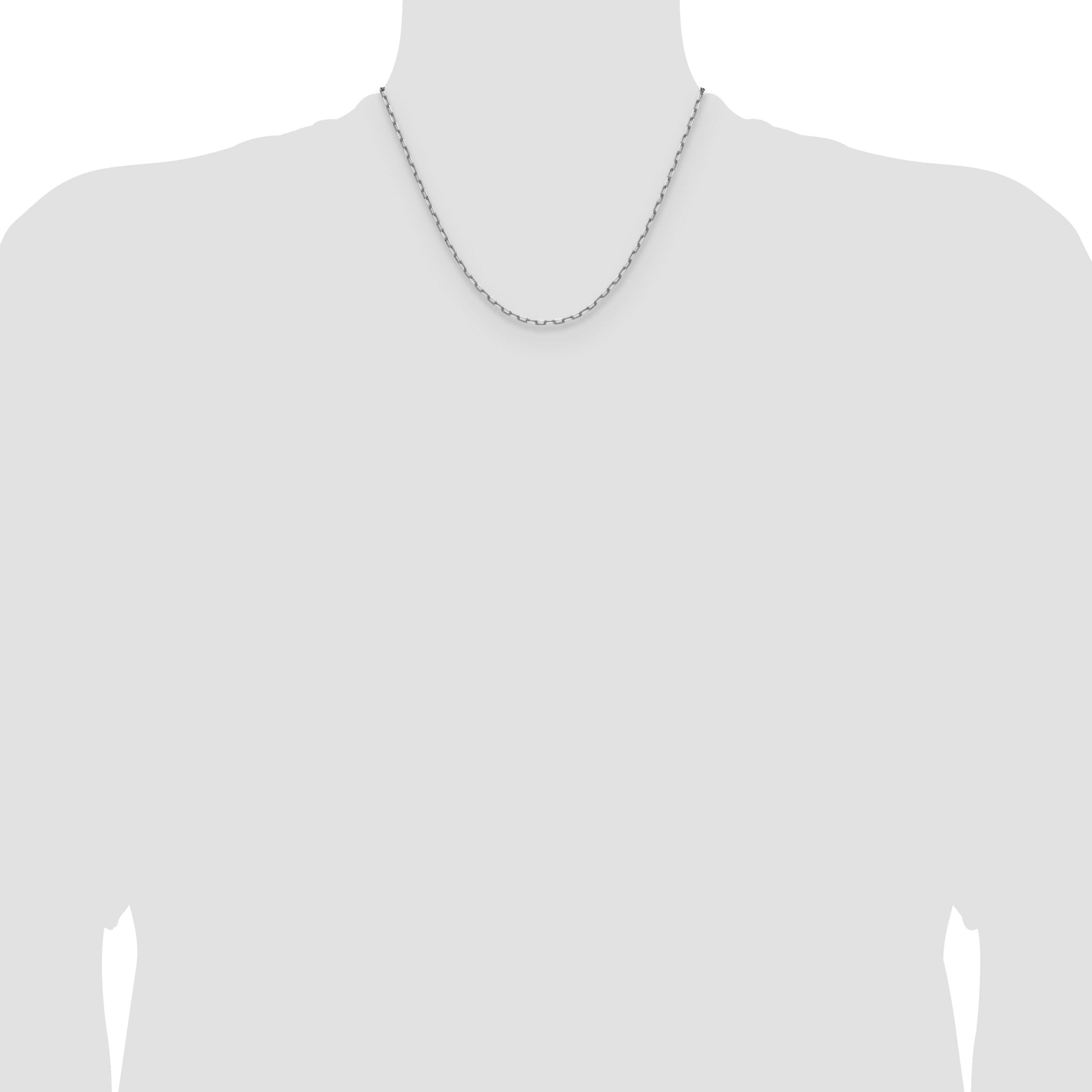 14K White Gold 2.1mm Solid Beveled Paperclip Chain Necklace