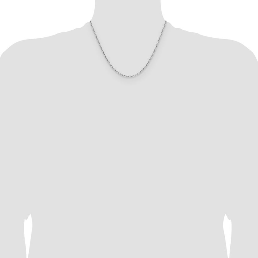 14K White Gold 2.1mm Solid Beveled Paperclip Chain Necklace