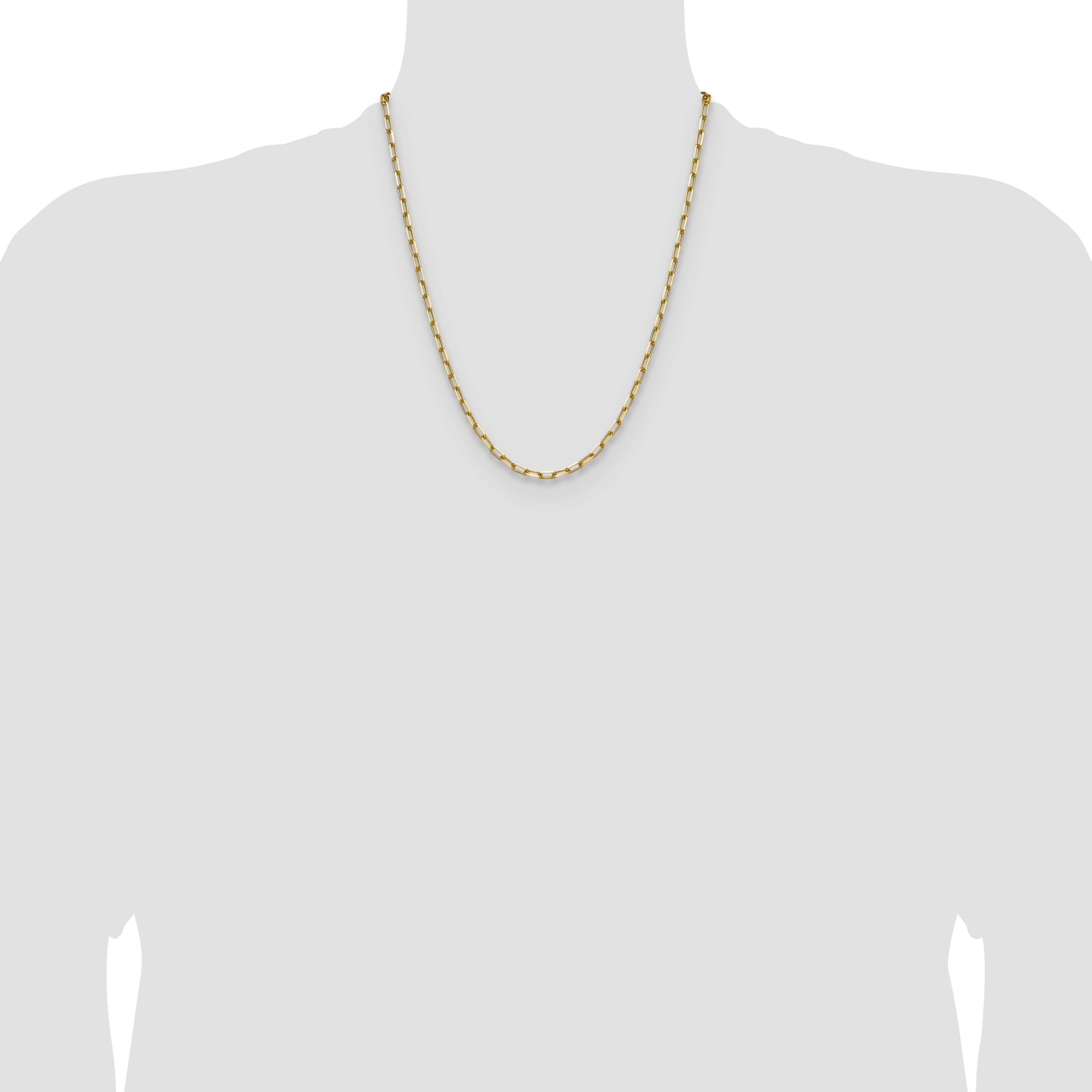 14K Yellow Gold 3.5mm Solid Beveled Paperclip Chain Bracelet